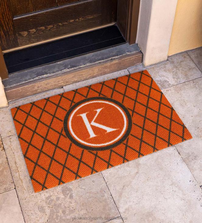 Rugs & Mats Plow & Hearth Monogram Argyle Sisal-Look Doormat - Blue NFLB1899