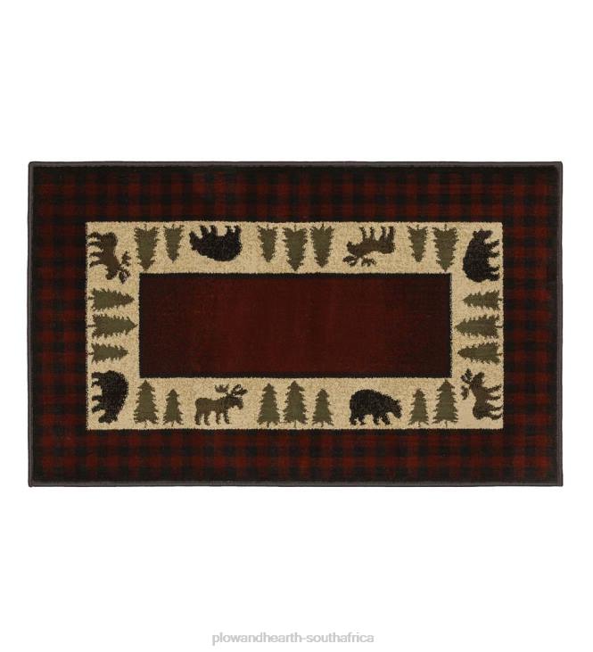 Rugs & Mats Plow & Hearth Vista Bear and Moose Rug, 30x 50- Red NFLB1898