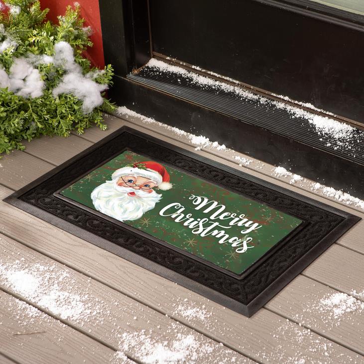 Seasonal & Gifts Plow & Hearth Merry Santa Garden Flag and Sassafras Mat Bundle Set NFLB526