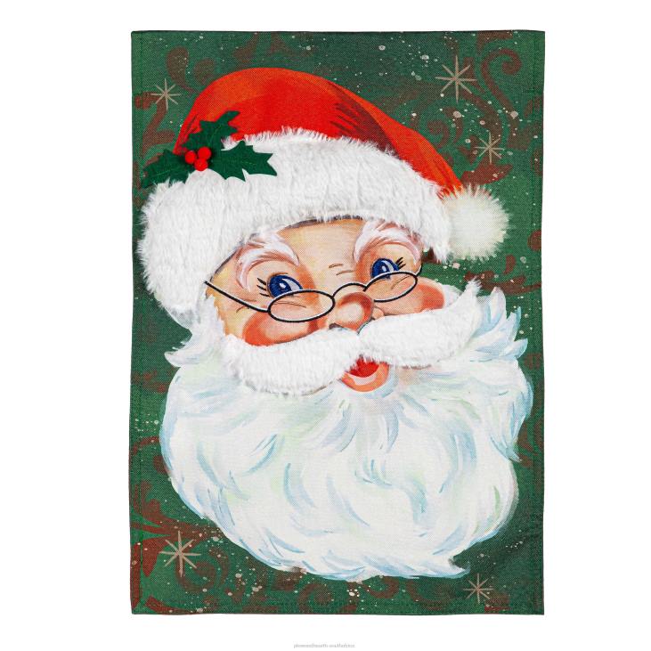Seasonal & Gifts Plow & Hearth Merry Santa Garden Flag and Sassafras Mat Bundle Set NFLB526