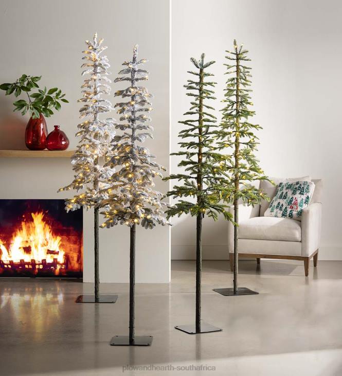 Seasonal & Gifts Plow & Hearth 6' Monte Rosa Flocked Alpine Fir Christmas Tree with 150 Warm White LEDs NFLB3232