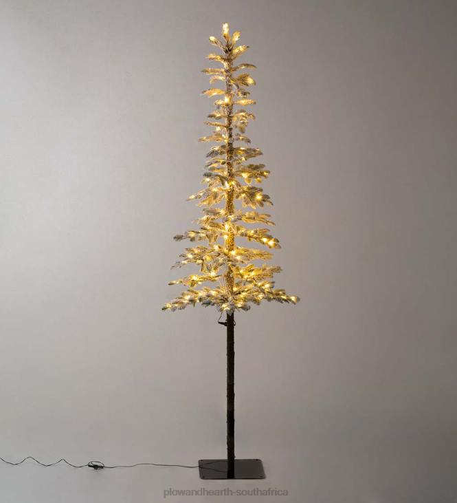 Seasonal & Gifts Plow & Hearth 6' Monte Rosa Flocked Alpine Fir Christmas Tree with 150 Warm White LEDs NFLB3232