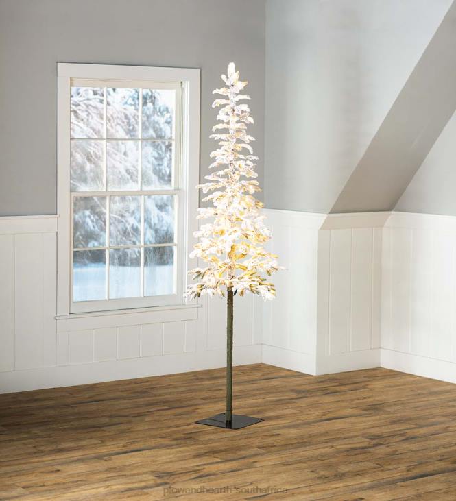 Seasonal & Gifts Plow & Hearth 7' Monte Rosa Flocked Alpine Fir Christmas Tree with 200 Warm White LEDs NFLB3238