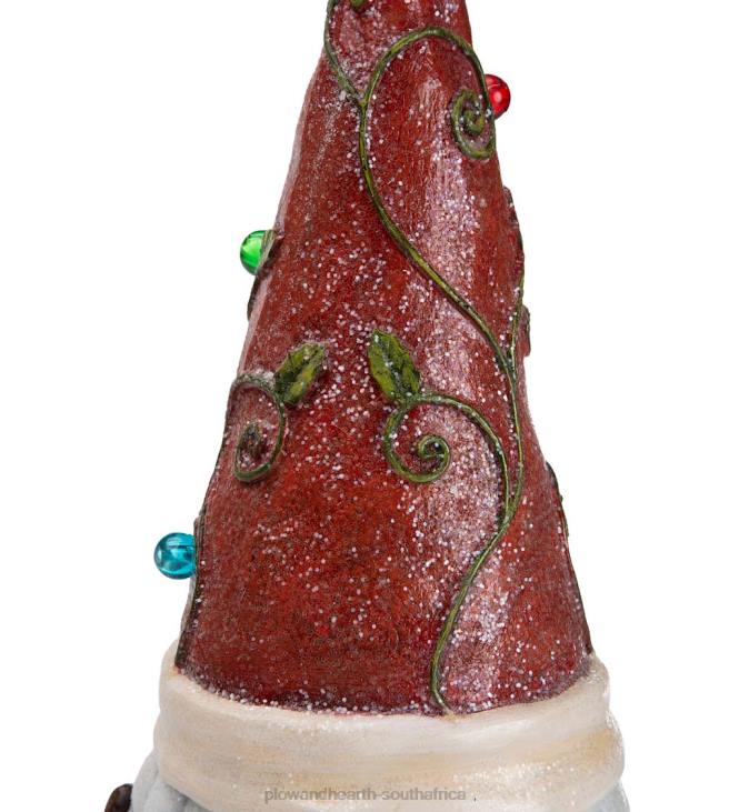 Seasonal & Gifts Plow & Hearth Lighted Holiday Garden Gnome Statue with Santa Hat NFLB2993