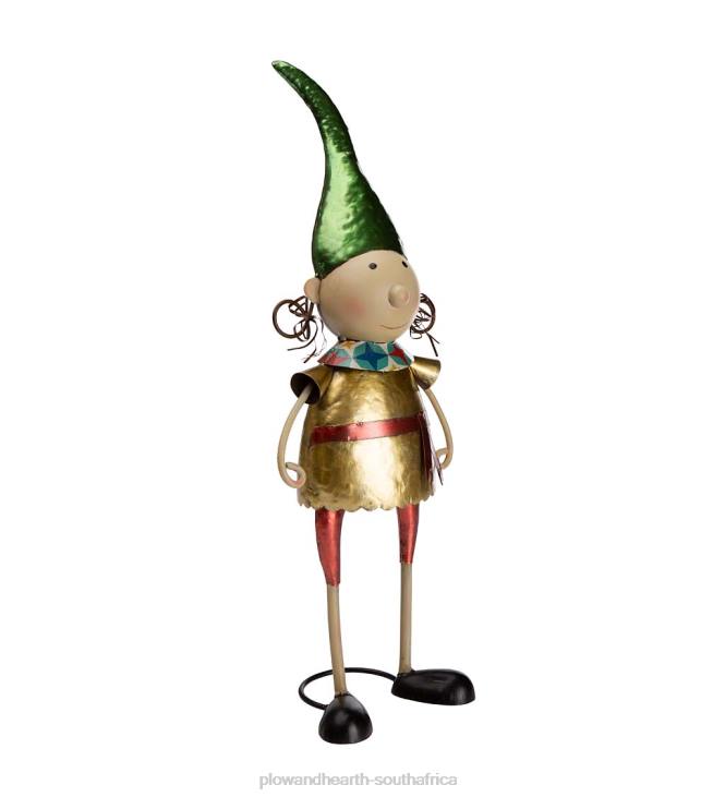 Seasonal & Gifts Plow & Hearth Metal Elf With Green Hat Christmas Garden Statue NFLB3149