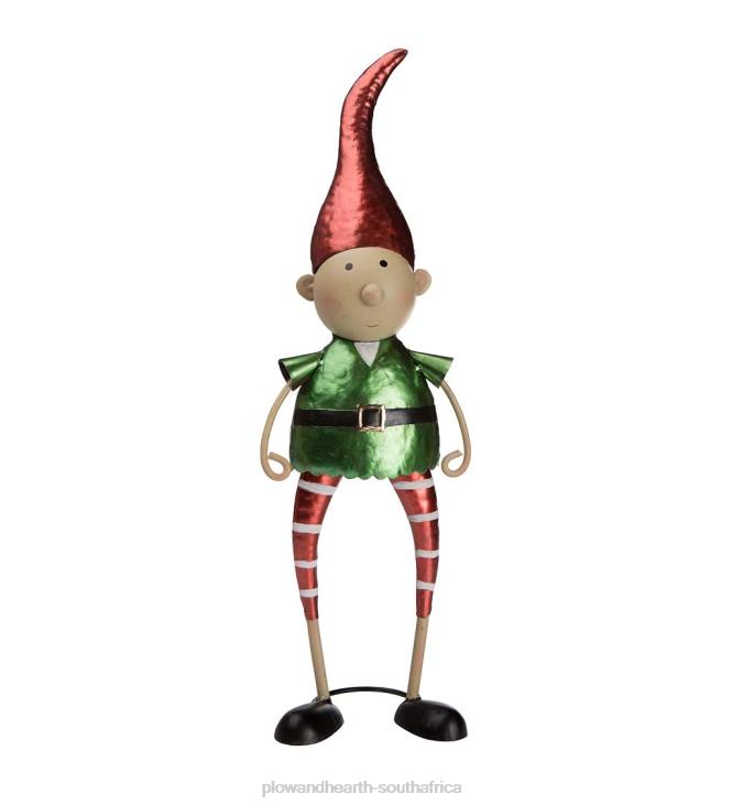 Seasonal & Gifts Plow & Hearth Metal Elf With Red Hat Christmas Garden Statue NFLB3175