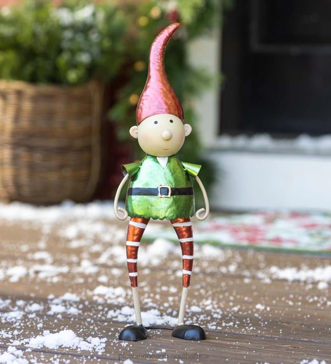 Seasonal & Gifts Plow & Hearth Metal Elf With Red Hat Christmas Garden Statue NFLB3175