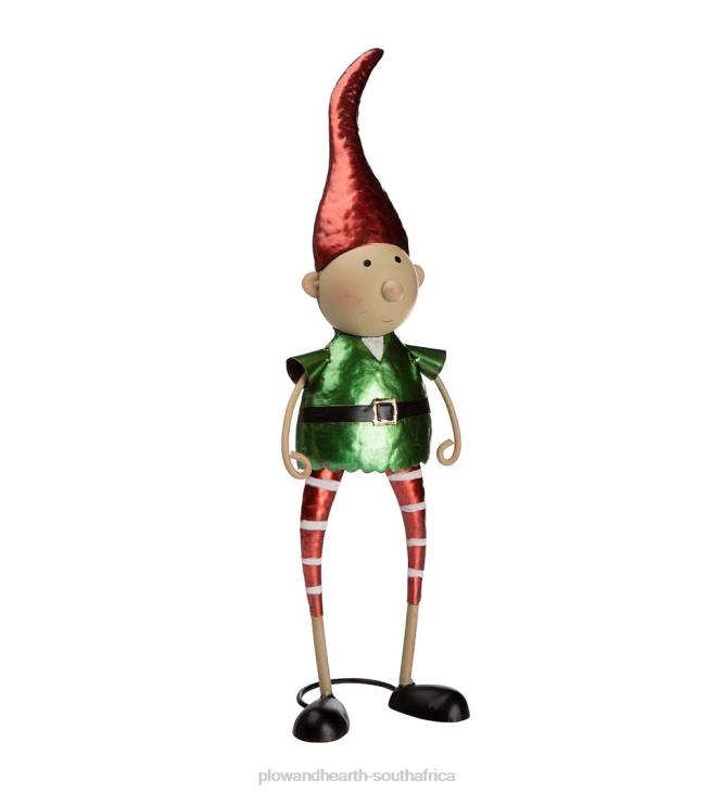 Seasonal & Gifts Plow & Hearth Metal Elf With Red Hat Christmas Garden Statue NFLB3175