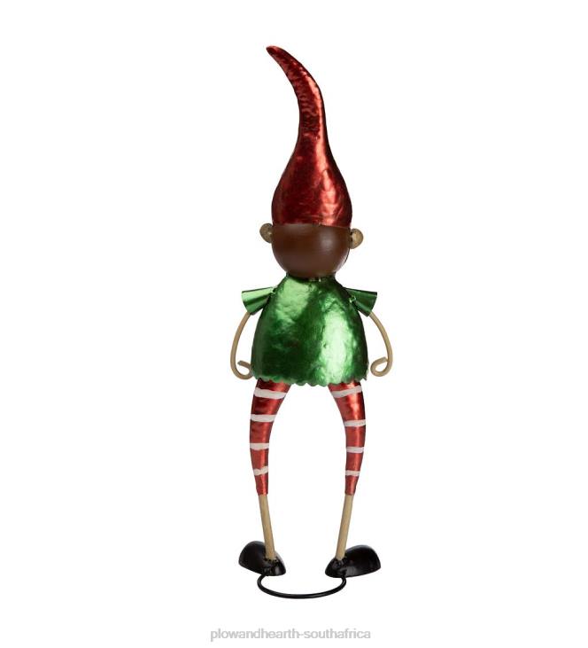 Seasonal & Gifts Plow & Hearth Metal Elf With Red Hat Christmas Garden Statue NFLB3175