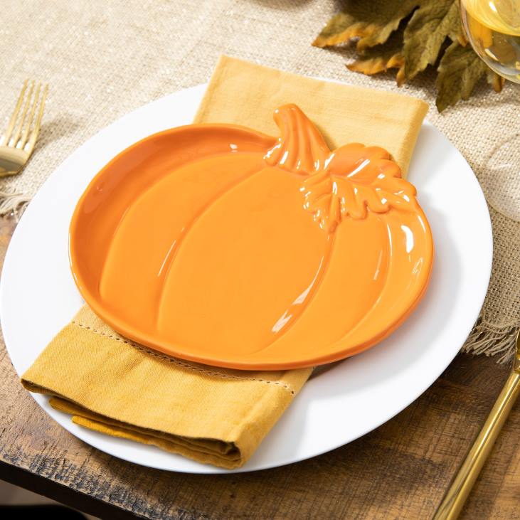 Seasonal & Gifts Plow & Hearth Ceramic Fall Pumpkin Plates, Set of 6 NFLB3118