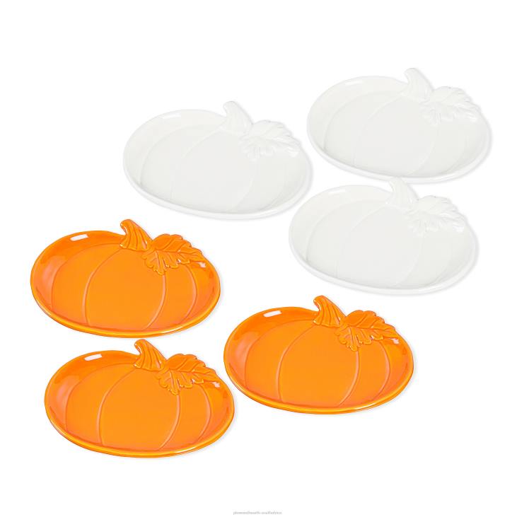 Seasonal & Gifts Plow & Hearth Ceramic Fall Pumpkin Plates, Set of 6 NFLB3118