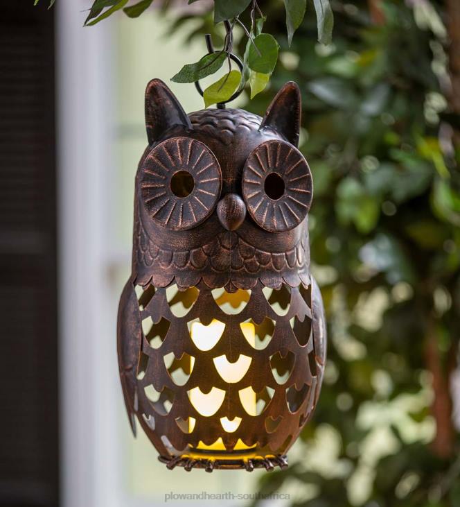 Seasonal & Gifts Plow & Hearth Crafted Metal LED Owl Lantern NFLB3121