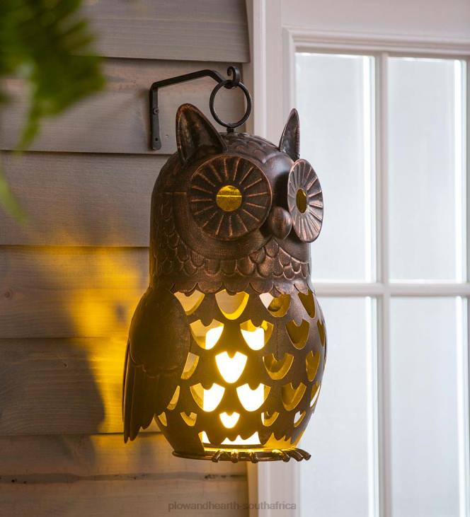 Seasonal & Gifts Plow & Hearth Crafted Metal LED Owl Lantern NFLB3121