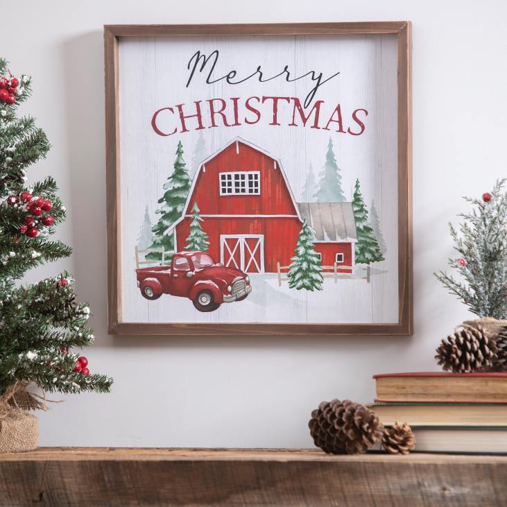 Seasonal & Gifts Plow & HearthMerry ChristmasFramed Wall Art NFLB2213