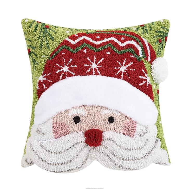 Seasonal & Gifts Plow & Hearth 3D Santa Face Hand-Hooked Wool Throw Pillow - Santa NFLB2265