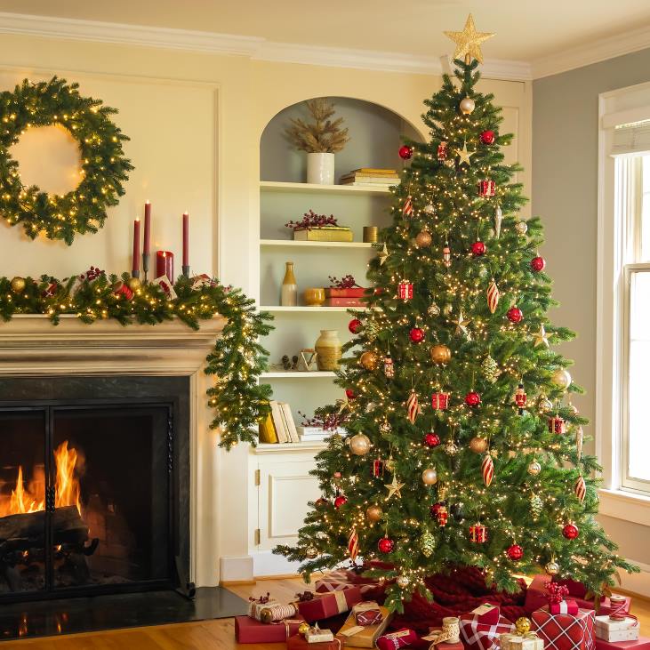 Seasonal & Gifts Plow & Hearth 7'3Arlington Spruce Christmas Tree with Warm White LEDs NFLB2163