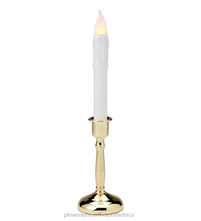 Seasonal & Gifts Plow & Hearth Battery-Operated Cordless Classic Candle With Auto Timer - Brass NFLB2179