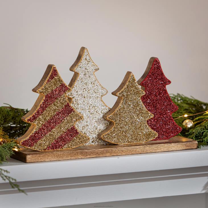 Seasonal & Gifts Plow & Hearth Beaded Holiday Trees Table Decor NFLB2205