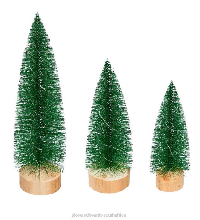 Seasonal & Gifts Plow & Hearth Bottle Brush Trees with LED String Lights, Set of 3 NFLB2181