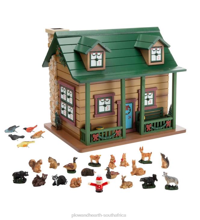 Seasonal & Gifts Plow & Hearth Christmas Advent Cabin with Woodland Animals and Santa NFLB2164