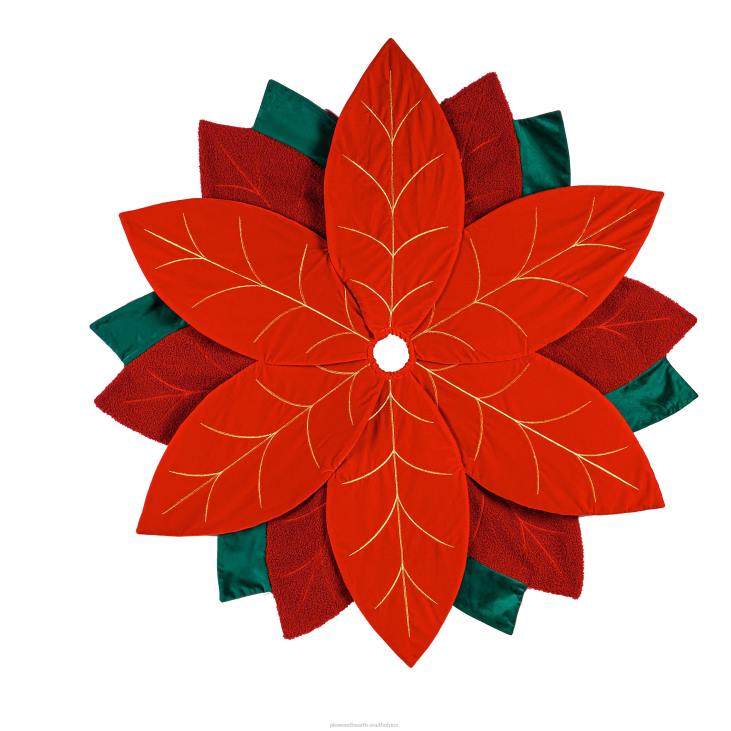 Seasonal & Gifts Plow & Hearth Embroidered Poinsettia Christmas Tree Skirt NFLB2252