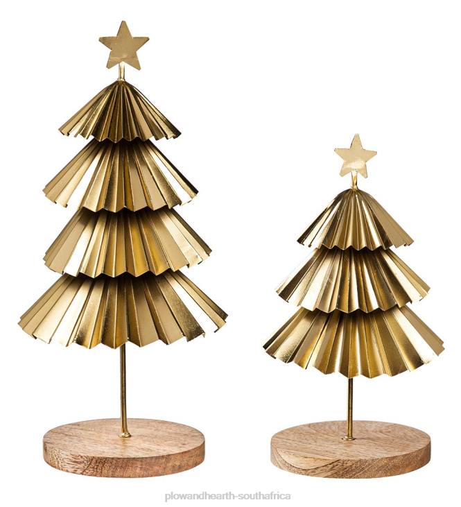 Seasonal & Gifts Plow & Hearth Gold Tiered Christmas Trees, Set of 2 NFLB2299