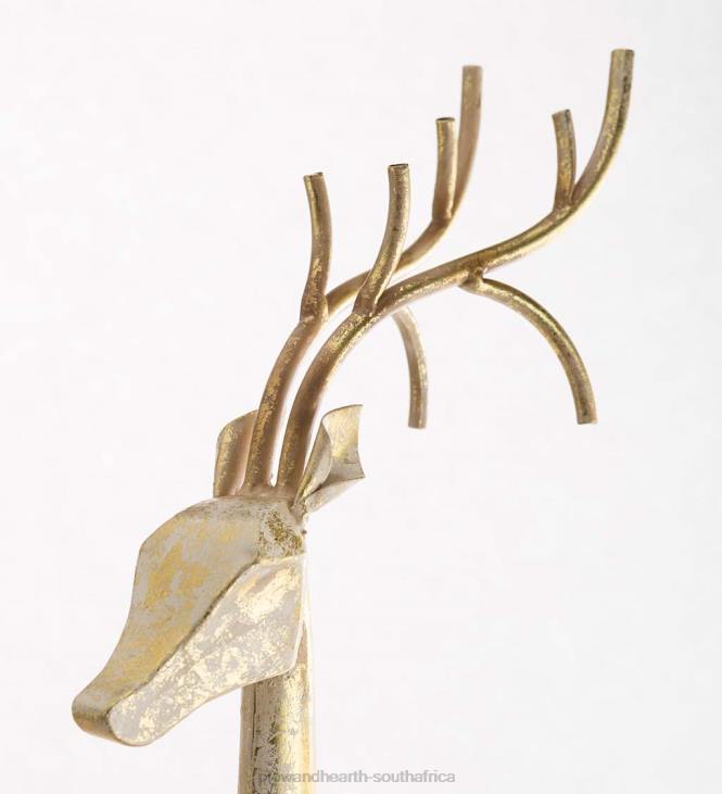 Seasonal & Gifts Plow & Hearth Gold and White Iron Deer Statues NFLB2217