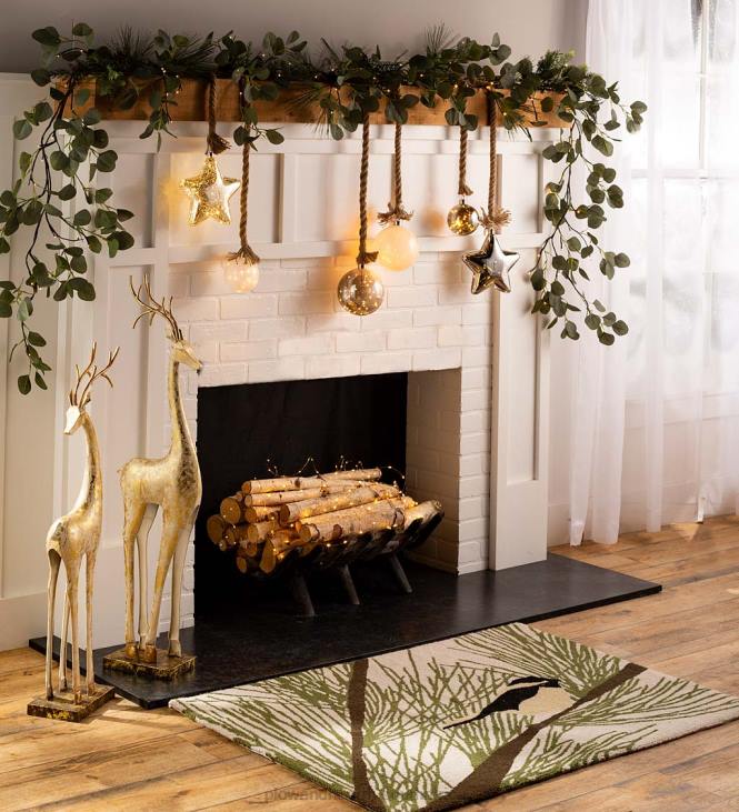 Seasonal & Gifts Plow & Hearth Gold and White Iron Deer Statues NFLB2217