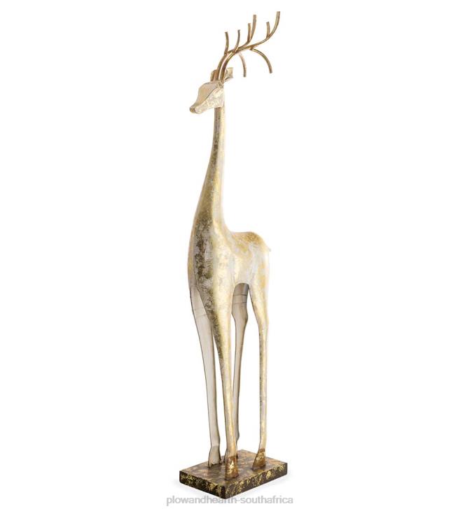 Seasonal & Gifts Plow & Hearth Gold and White Iron Deer Statues NFLB2217