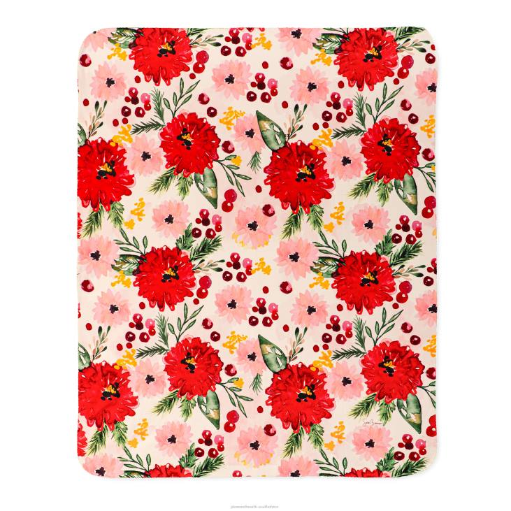 Seasonal & Gifts Plow & Hearth Holiday Blooms Sherpa Fleece Throw NFLB2304