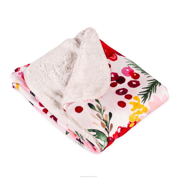 Seasonal & Gifts Plow & Hearth Holiday Blooms Sherpa Fleece Throw NFLB2304