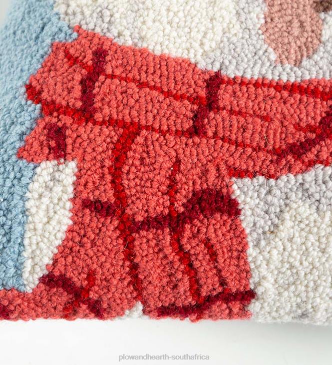 Seasonal & Gifts Plow & Hearth Holiday Poodle with Knit Scarf Hand-Hooked Wool Throw Pillow NFLB2228