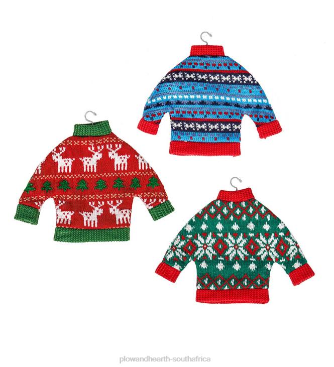 Seasonal & Gifts Plow & Hearth Holiday Sweater Ornaments, Set of 3 NFLB2238
