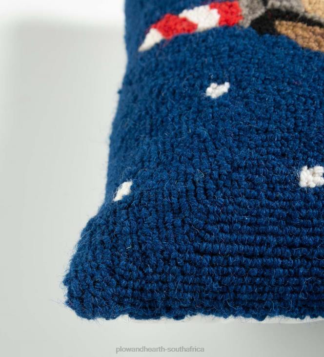 Seasonal & Gifts Plow & Hearth Holiday Yellow Lab with Candy Cane Hand-Hooked Wool Throw Pillow NFLB2186