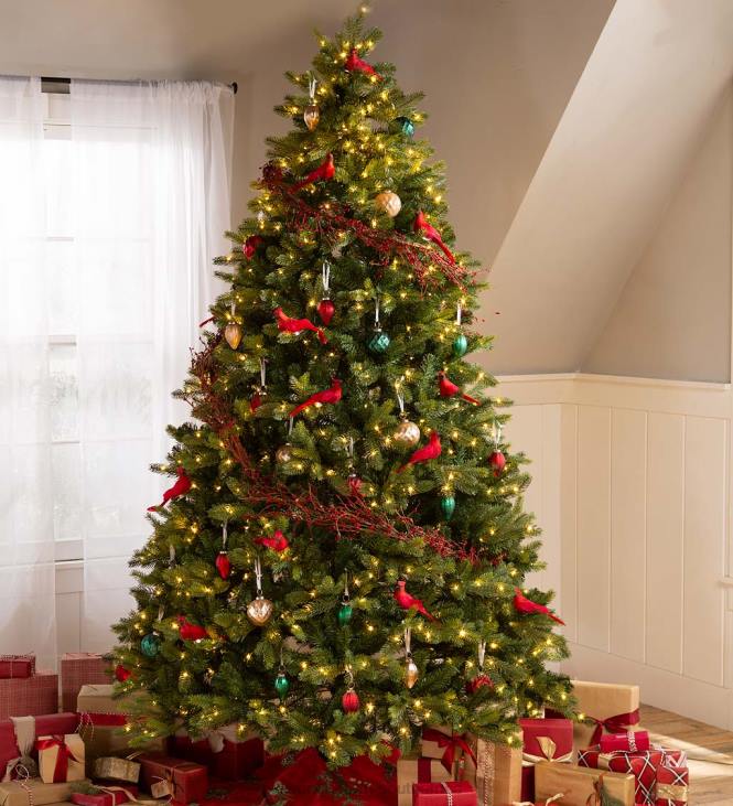 Seasonal & Gifts Plow & Hearth Keswick Pine Christmas Tree with Warm White LED Lights NFLB2293