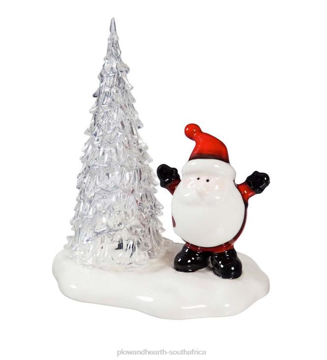 Seasonal & Gifts Plow & Hearth LED Ceramic Snowman and Santa with Trees, Set of 2 NFLB2188