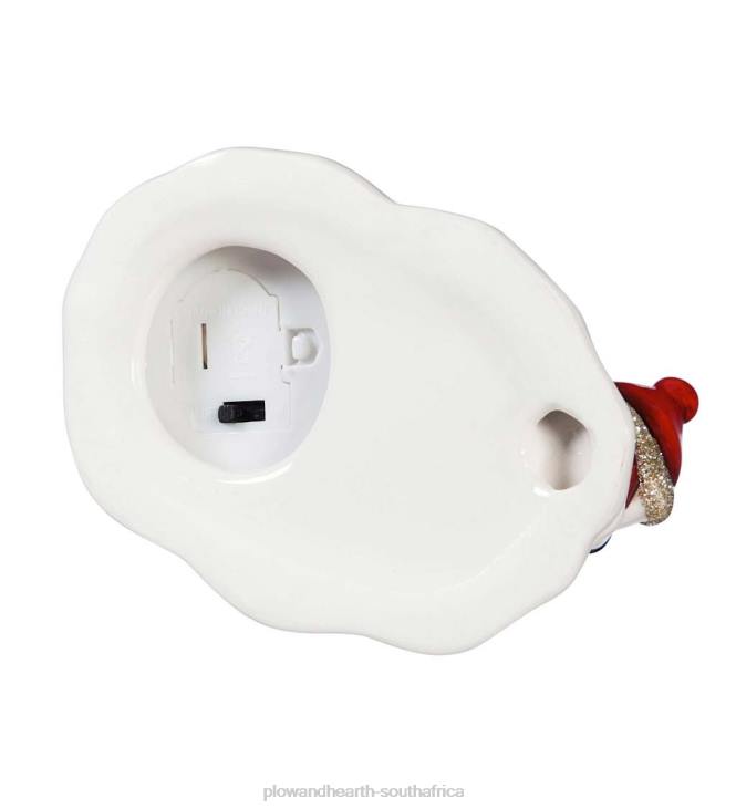 Seasonal & Gifts Plow & Hearth LED Ceramic Snowman and Santa with Trees, Set of 2 NFLB2188
