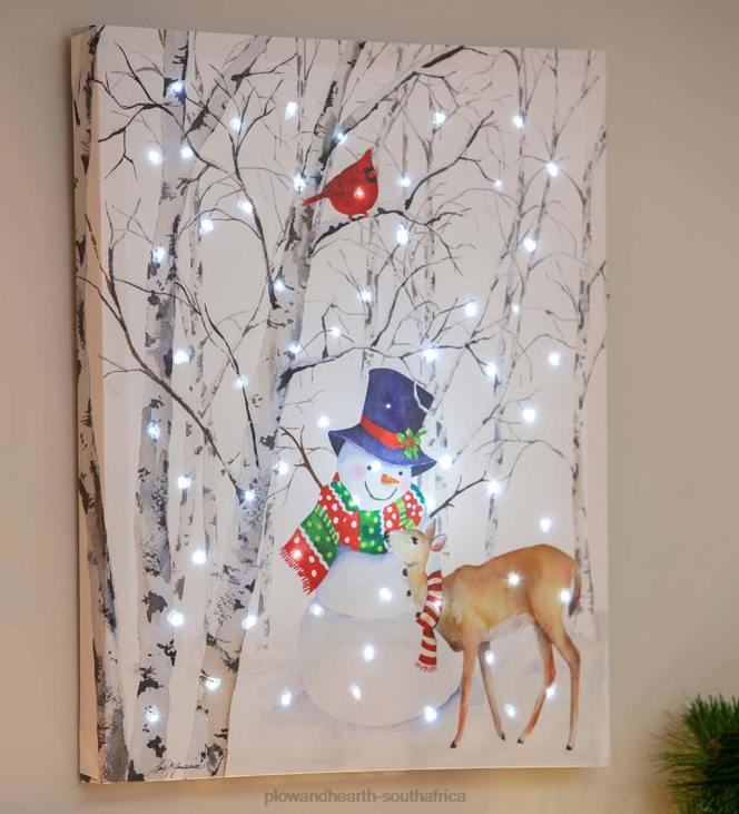 Seasonal & Gifts Plow & Hearth LED Joyful Snowman Wall Art NFLB2308