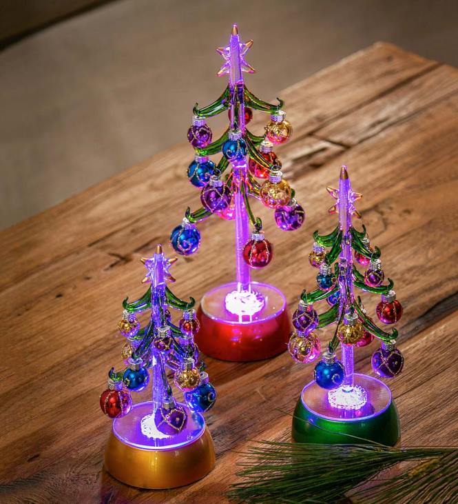 Seasonal & Gifts Plow & Hearth LED Magical Holiday Ornament Trees, Set of 3 NFLB2208