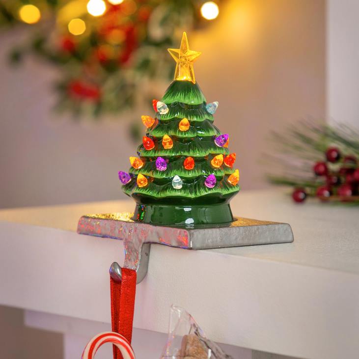 Seasonal & Gifts Plow & Hearth Lighted Ceramic Christmas Tree Stocking Hanger NFLB2236