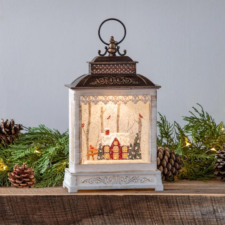 Seasonal & Gifts Plow & Hearth Lighted Christmas Cardinal Water Globe Lantern with Music NFLB2184
