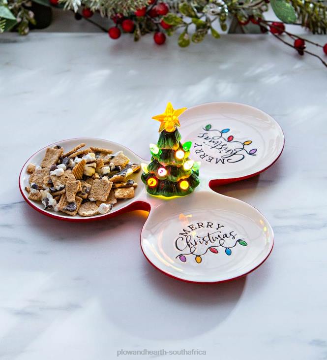 Seasonal & Gifts Plow & Hearth Lighted Christmas Tree Serving Tray NFLB2175