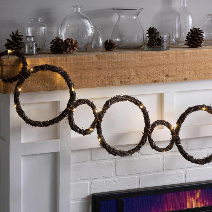 Seasonal & Gifts Plow & Hearth Lighted Grapevine Holiday Garland - Circle NFLB2239