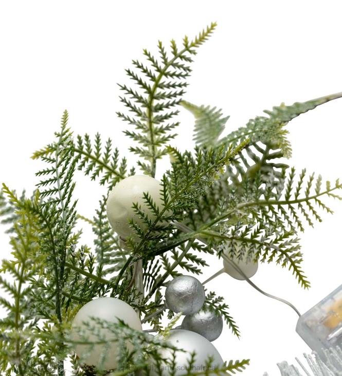 Seasonal & Gifts Plow & Hearth Lighted Holiday Hoop Wreath with Bottle Brush Trees NFLB2173