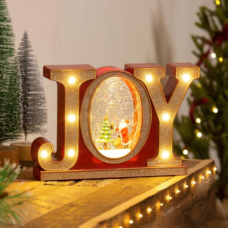 Seasonal & Gifts Plow & Hearth Lighted JOY Water Globe Lantern NFLB2189