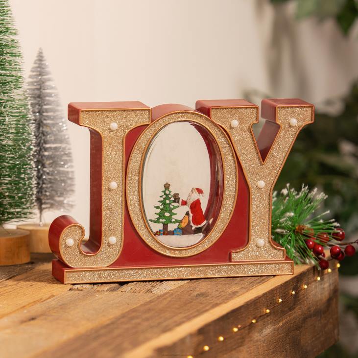Seasonal & Gifts Plow & Hearth Lighted JOY Water Globe Lantern NFLB2189