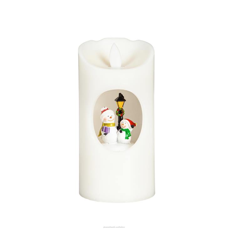 Seasonal & Gifts Plow & Hearth Lighted Rotating Snowmen Candle with Music NFLB2200