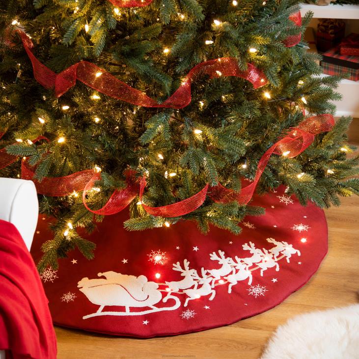 Seasonal & Gifts Plow & Hearth Lighted Santa's Sleigh Christmas Tree Skirt NFLB2258