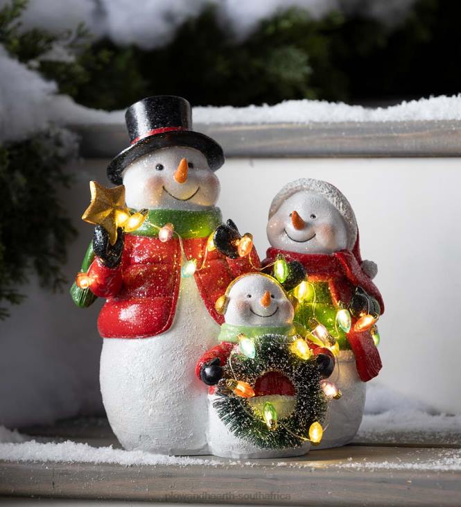 Seasonal & Gifts Plow & Hearth Lighted Snowman Trio with Christmas Lights NFLB2234