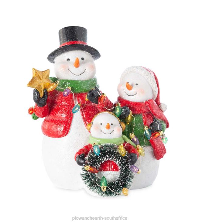 Seasonal & Gifts Plow & Hearth Lighted Snowman Trio with Christmas Lights NFLB2234